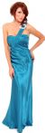Single Shouldere Pleated Bodice Formal Evening Gown  in Teal